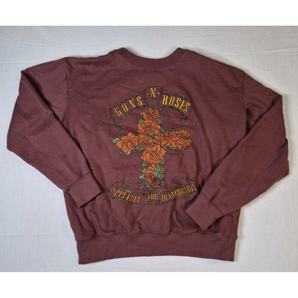 Guns N Roses Appetite for Destruction Crewneck Sweatshirt Mens Small Red Maroon